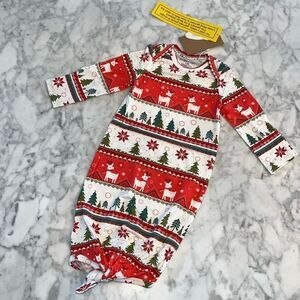 NWT ANGEL DEAR HOLIDAY KNOTTED GOWN 0/3M